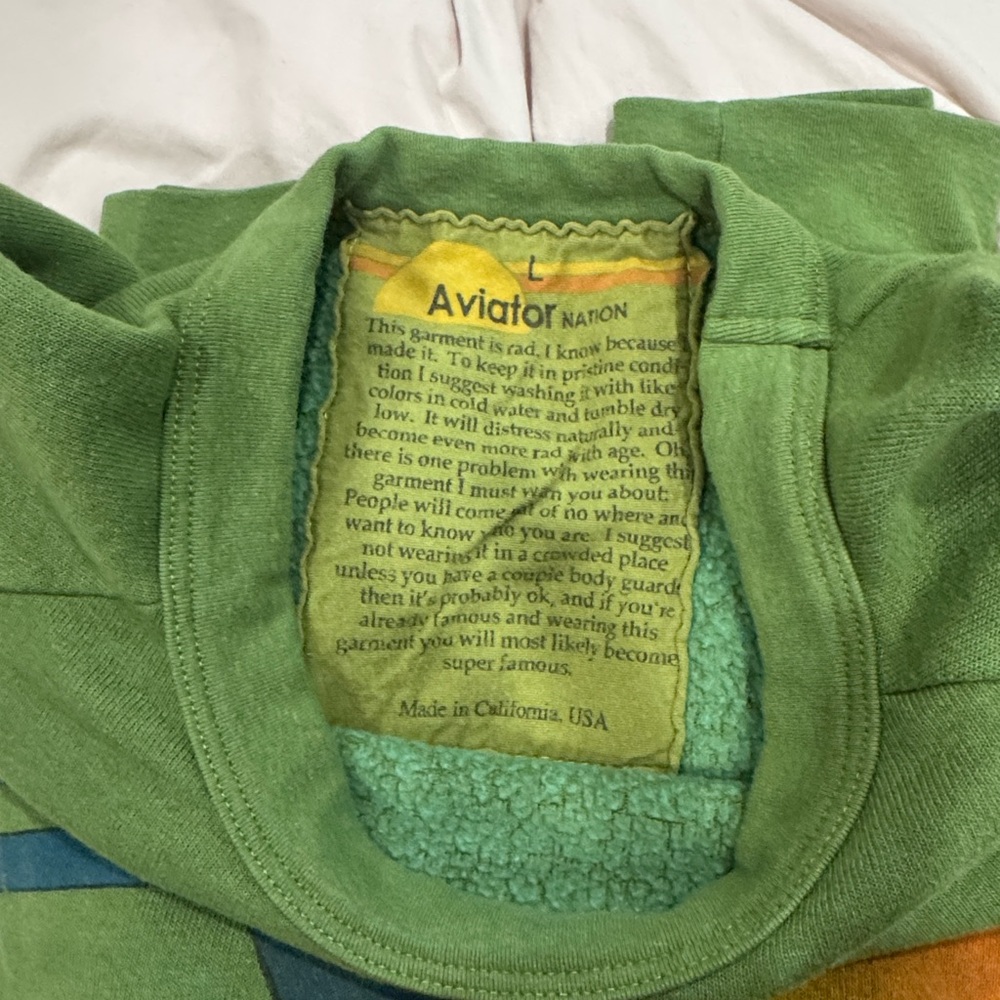 Aviator Nation Green Crewneck sweater . Unisex men or women really. - Picture 2 of 7